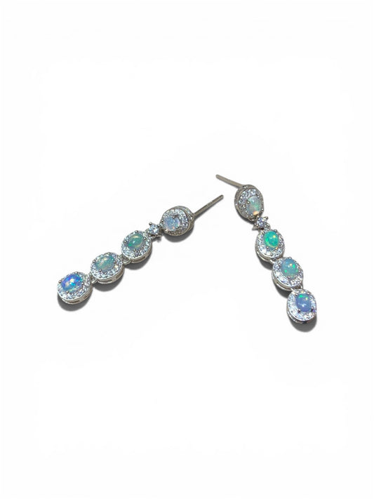 925 Sterling Silver Opal Drop Earrings