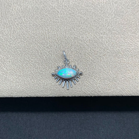 925 Sterling Silver Opal Evil Eye Pendant