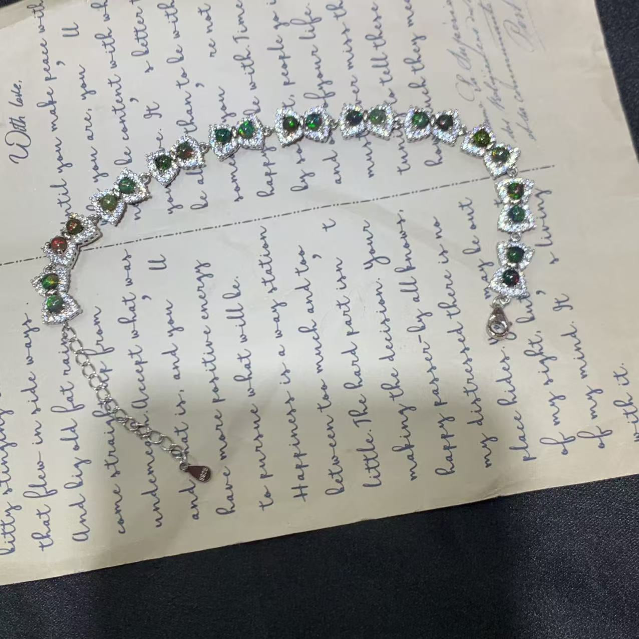 925 Sterling Silver Opal Bow Shaped Chain Beacelet
