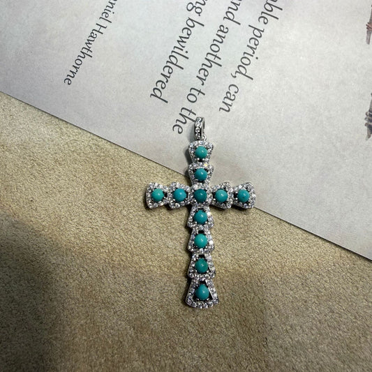 925 Sterling Silver Turquoise Cross Pendant