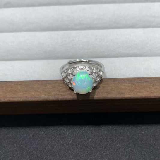 925 Sterling Silver Opal Vintage Filigree Lace Open Ring