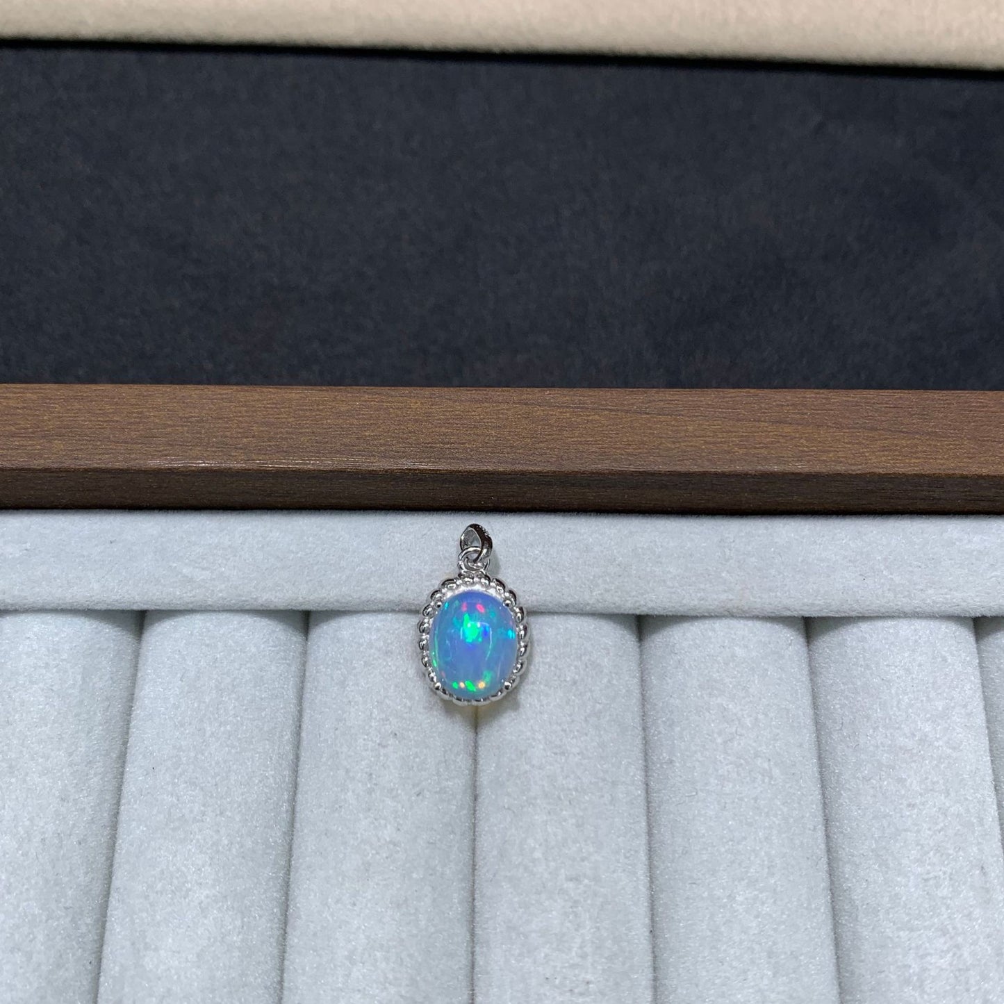 925 Sterling Silver Oval Opal Cabochon Pendant