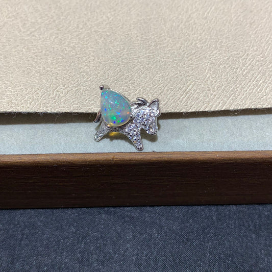 925 Sterling Silver Pony Teardrop Opal Pendant