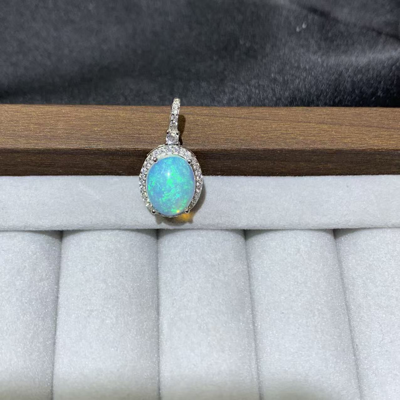 925 Sterling Silver High Dome Oval Opal Cabochon Pendant