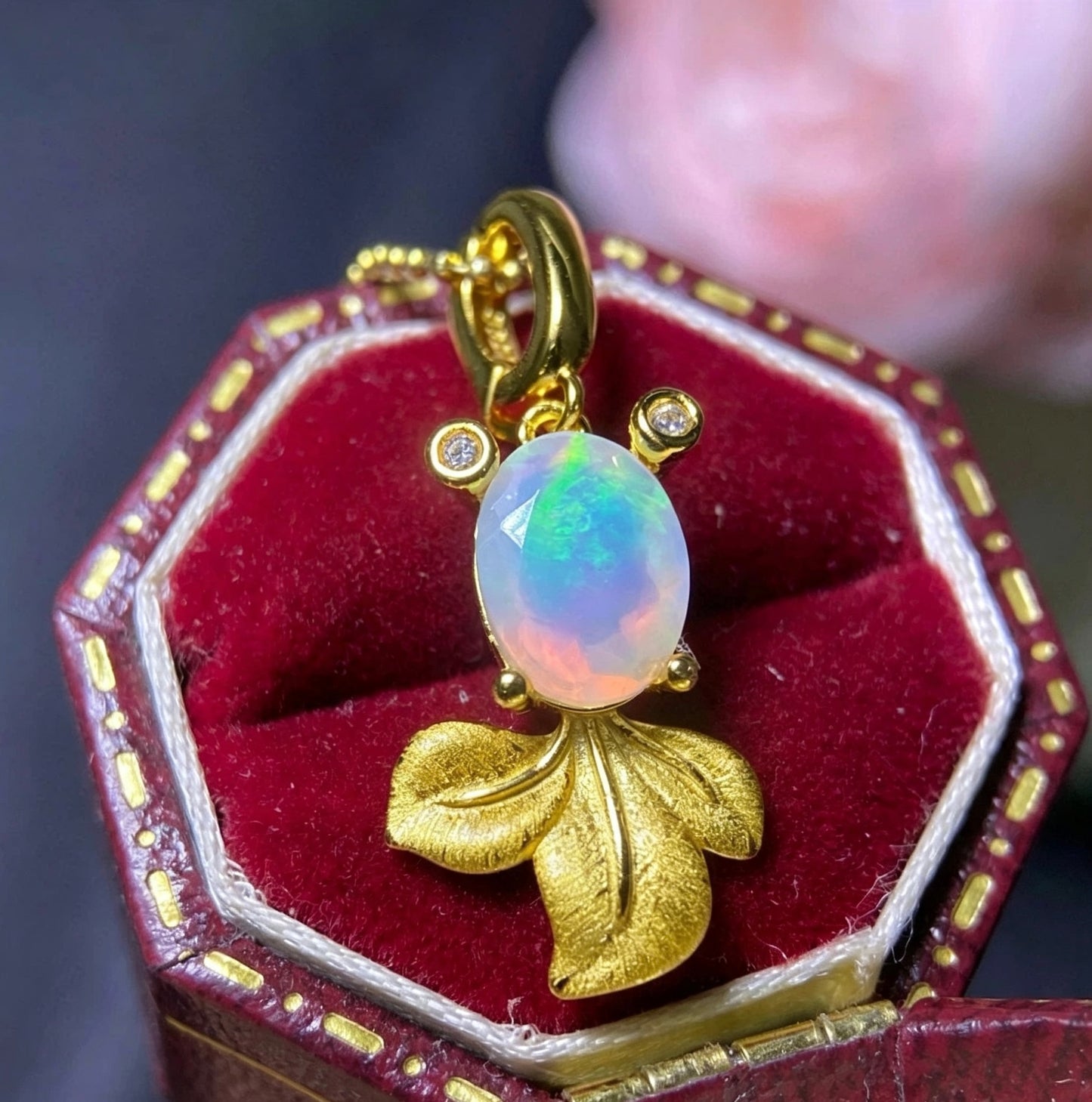 925 Sterling Silver Goldfish Oval Opal Pendant