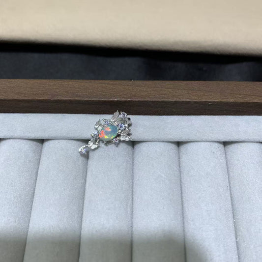 925 Sterling Silver Opal Butterfly Pendant