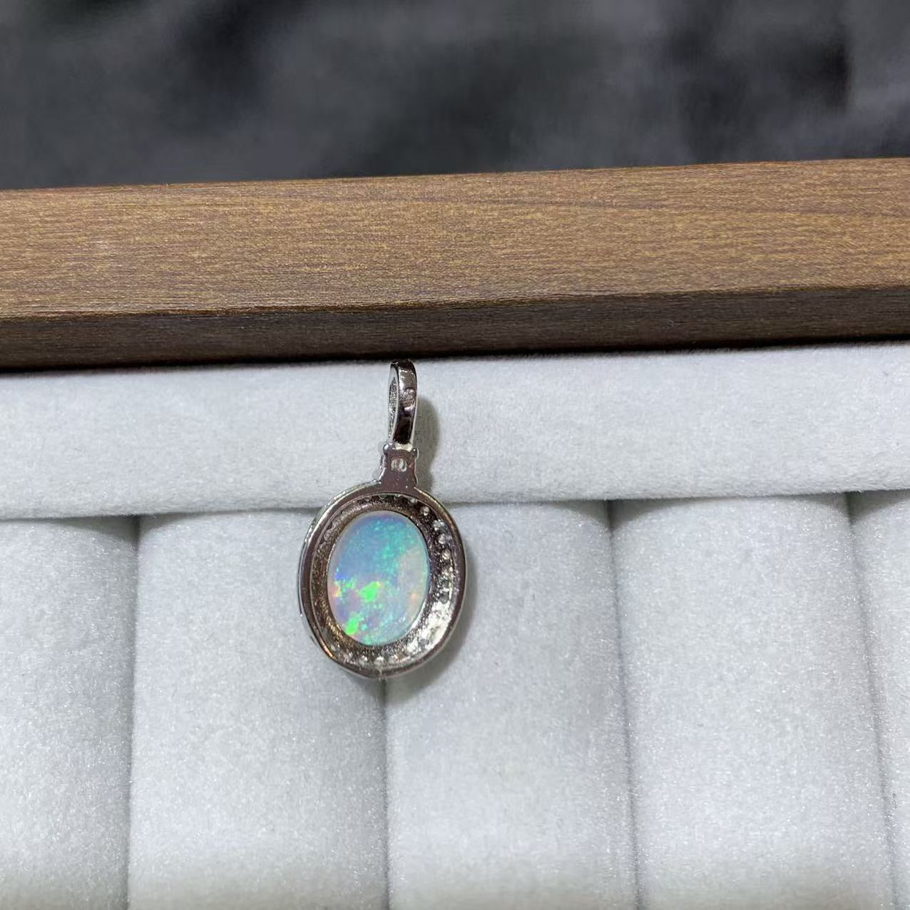 925 Sterling Silver High Dome Oval Opal Cabochon Pendant