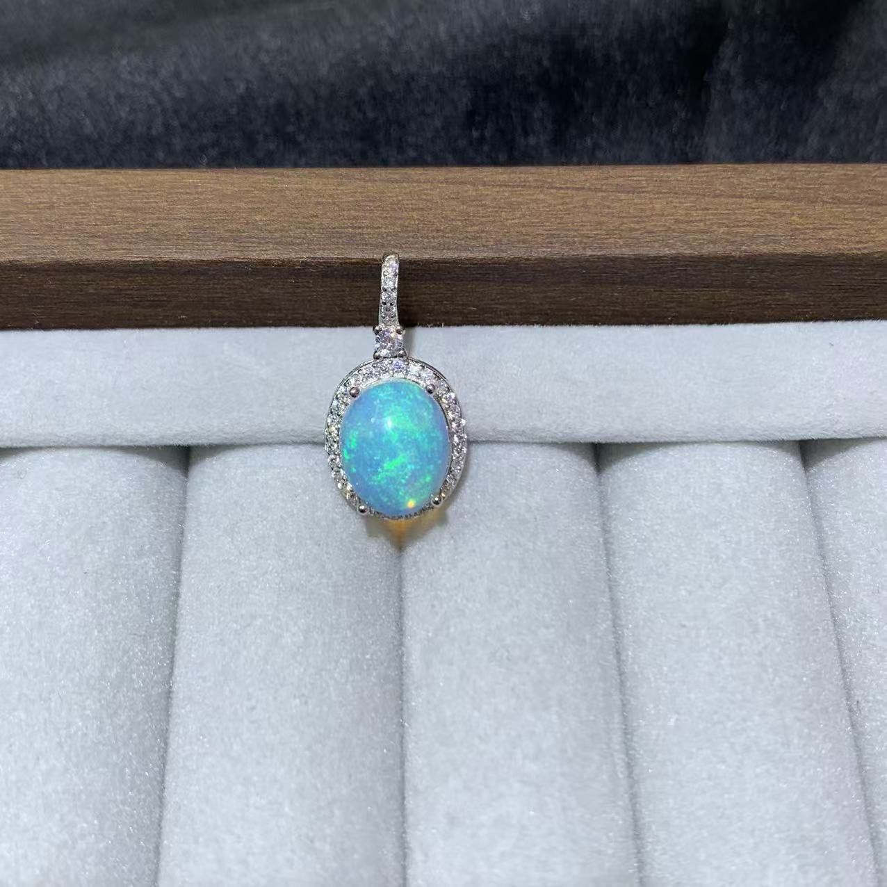 925 Sterling Silver High Dome Oval Opal Cabochon Pendant
