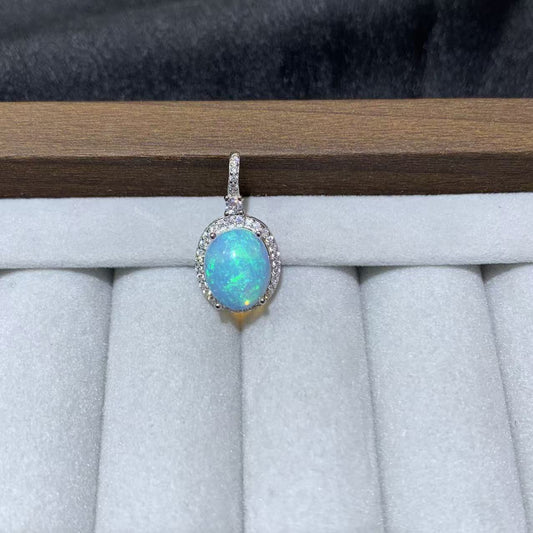 925 Sterling Silver High Dome Oval Opal Cabochon Pendant