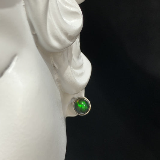 925 Sterling Silver Black Opal Ear Studs
