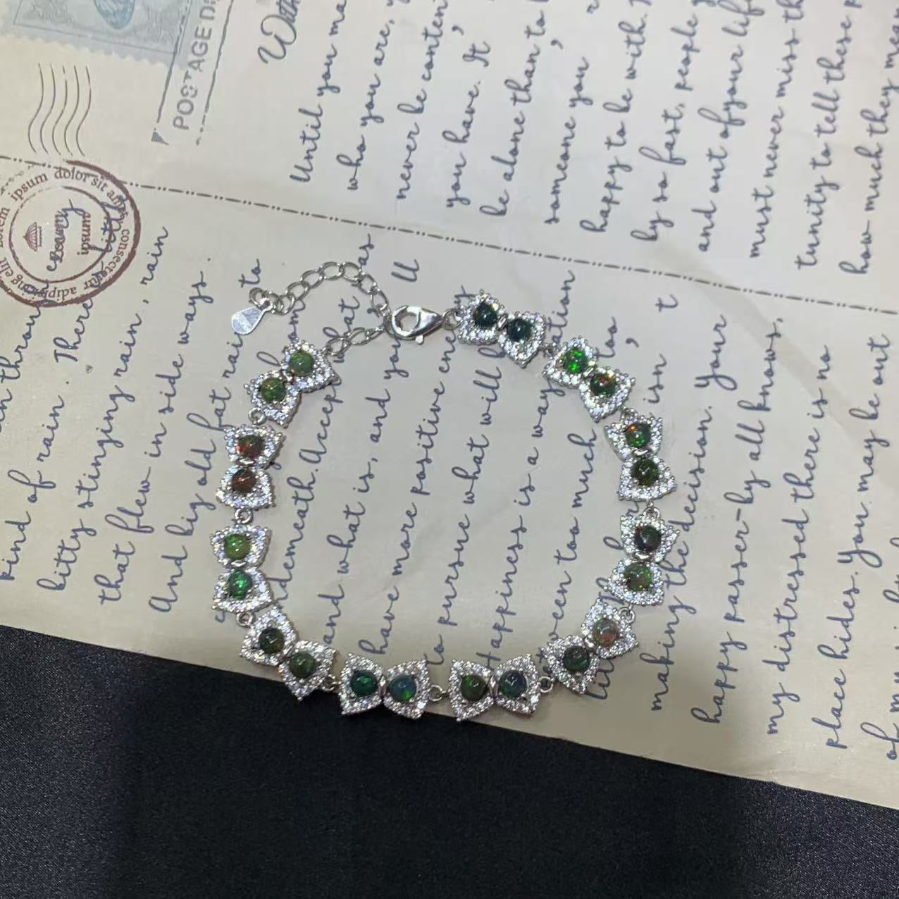 925 Sterling Silver Opal Bow Shaped Chain Beacelet