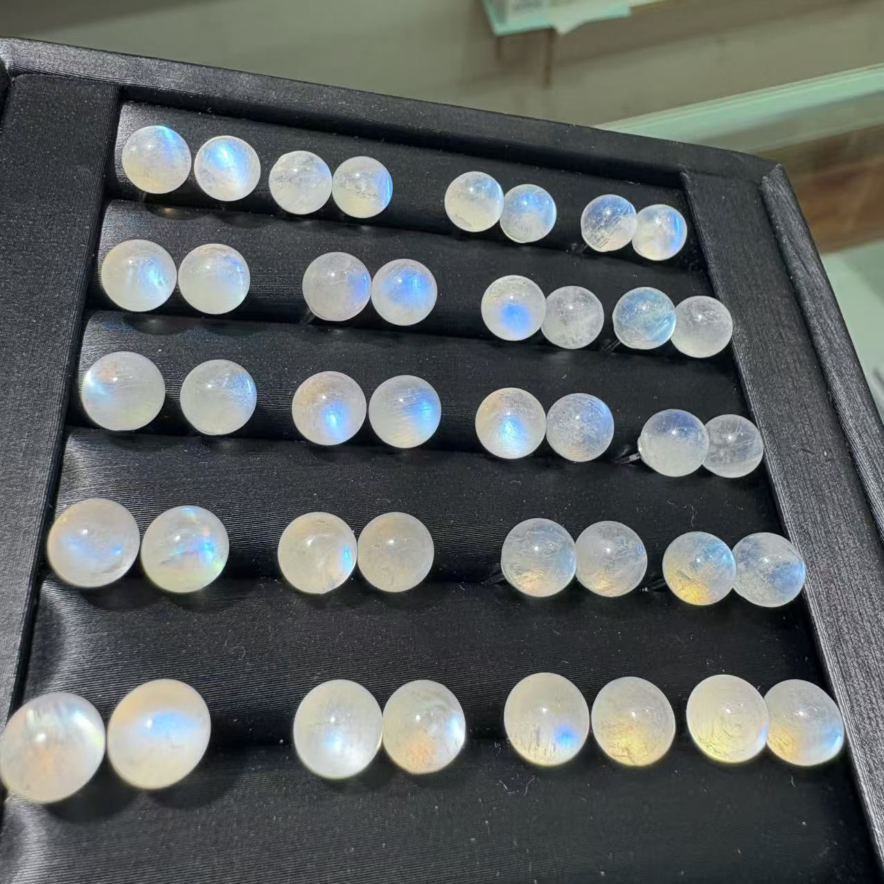 Sterling Silver Round Moonstone Stud Earrings