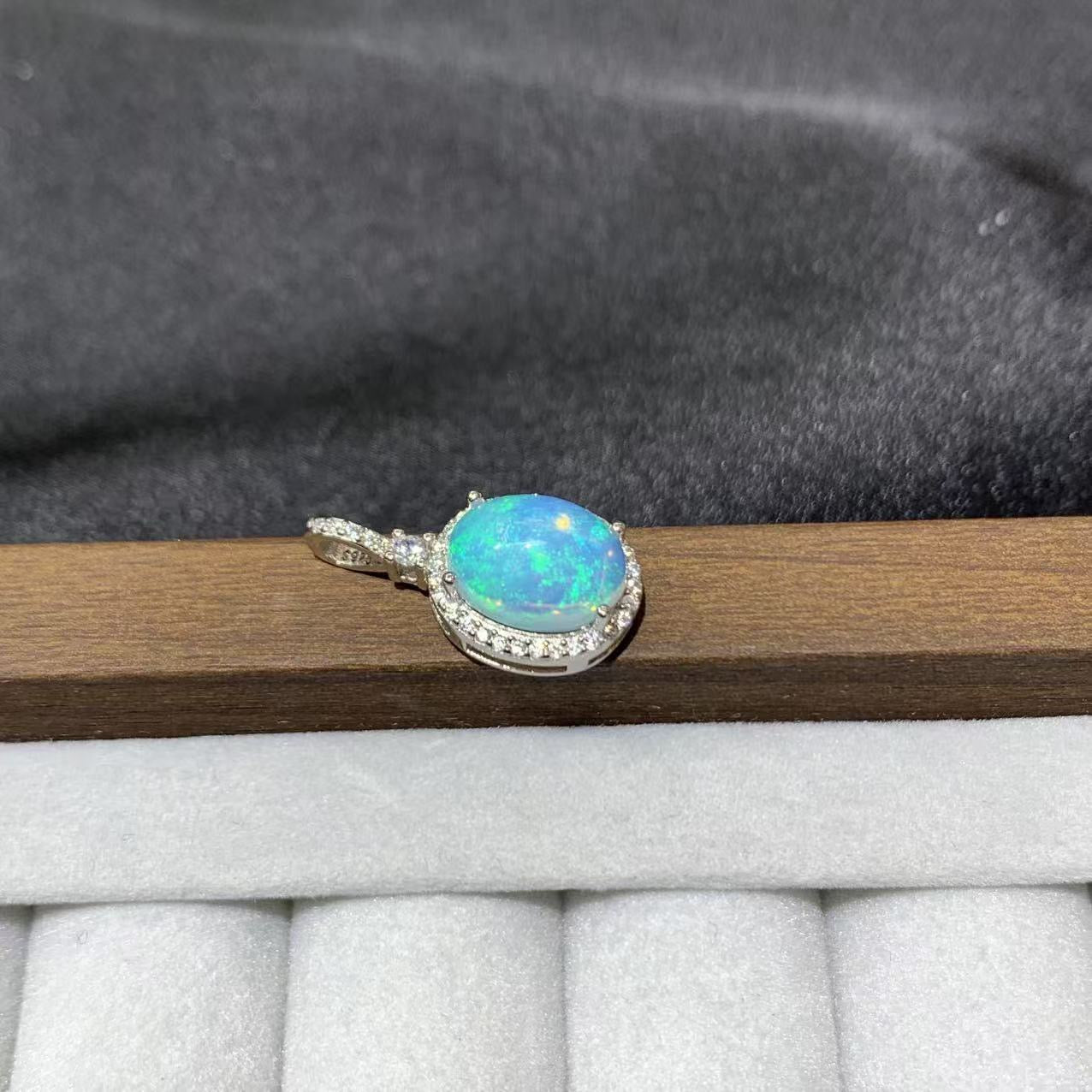 925 Sterling Silver High Dome Oval Opal Cabochon Pendant