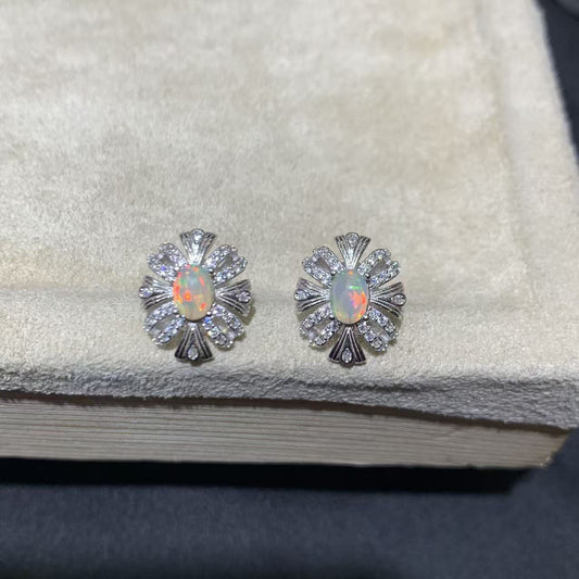 925 Sterling Silver Floral Stud Earrings