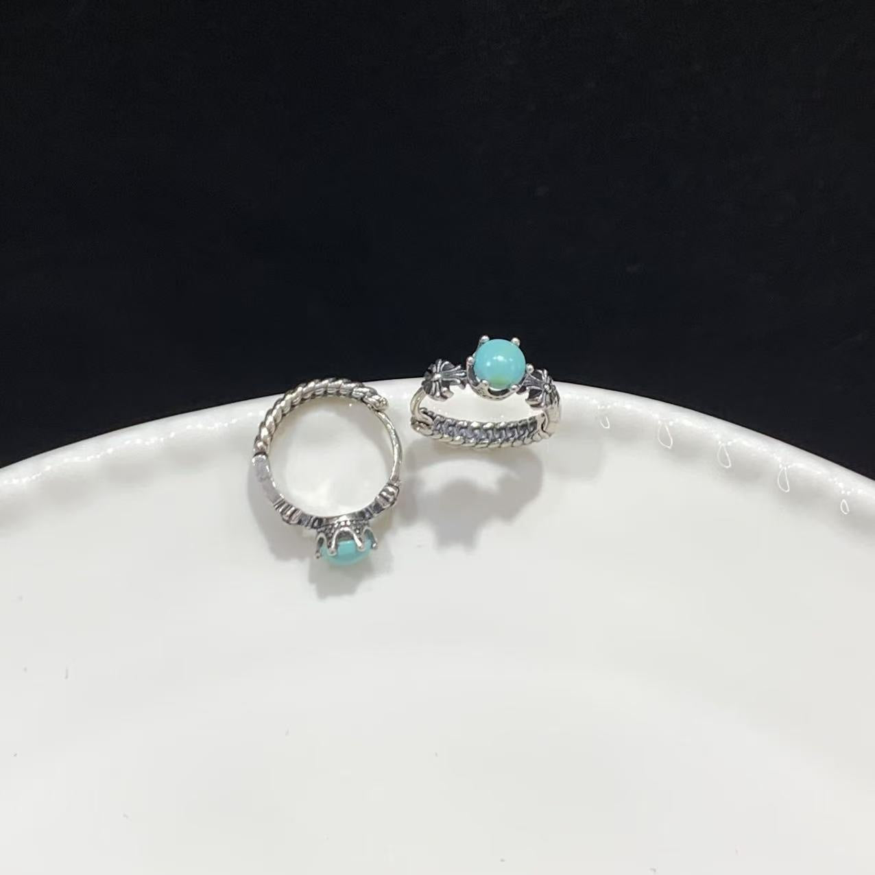 925 Sterling Silver Vintage Turquoise Huggie Hoop Earrings