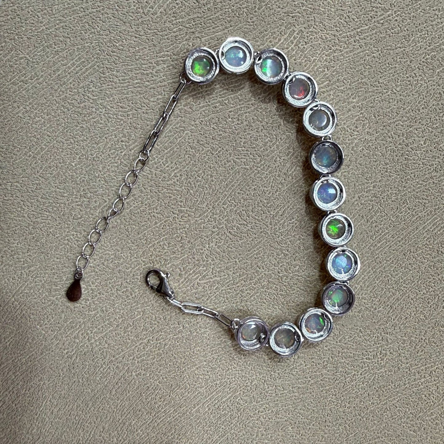925 Sterling Silver Bezel Set Blue Opal Bracelet