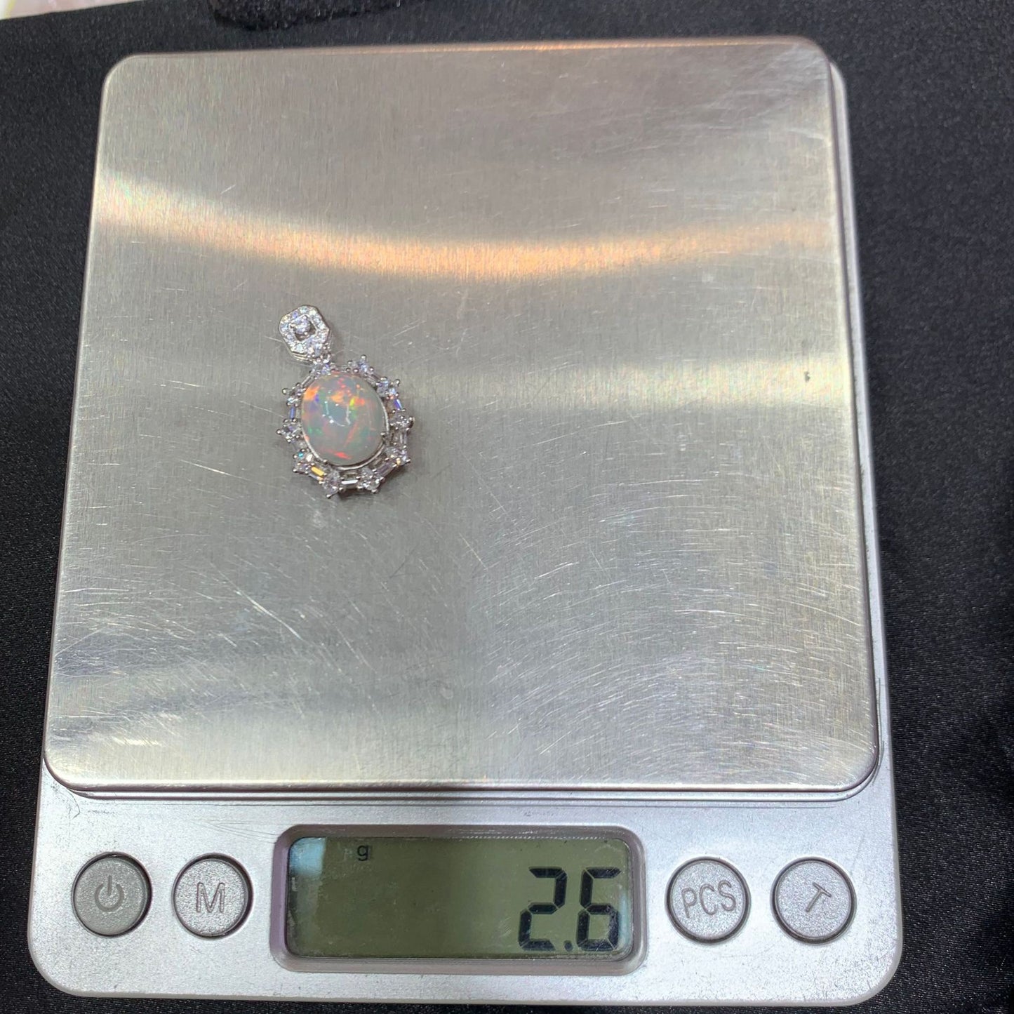 Australian 925 Sterling Silver Halo Opal Dangle Charm Pendant