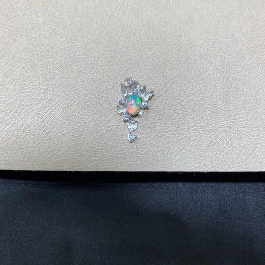 925 Sterling Silver Butterfly Opal Pendant