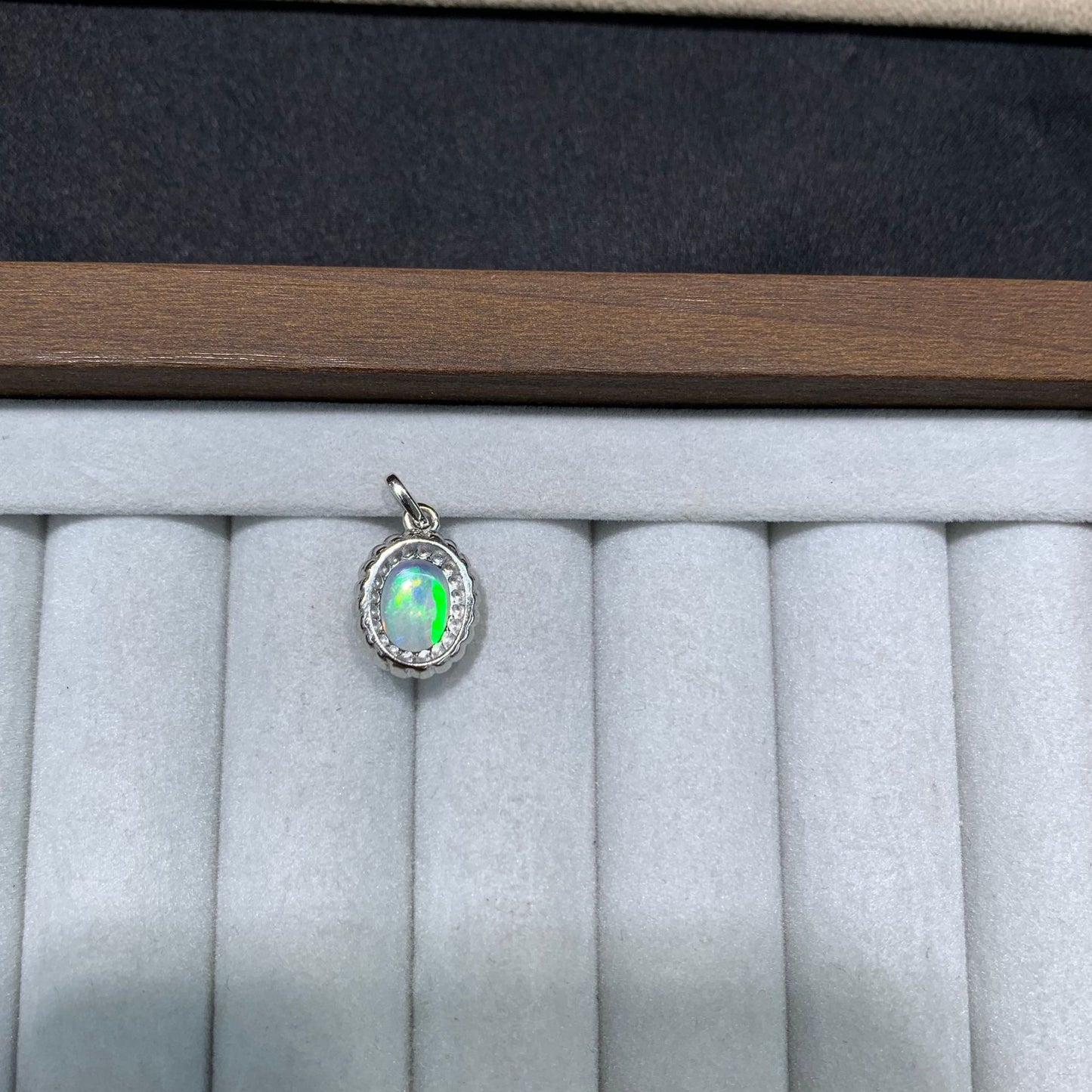 925 Sterling Silver Oval Opal Cabochon Pendant