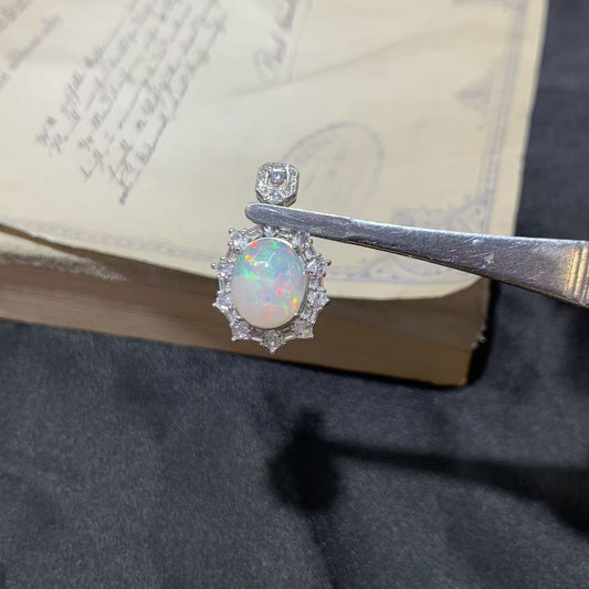 925 Sterling Silver High Dome Oval Opal Cabochon Pendant