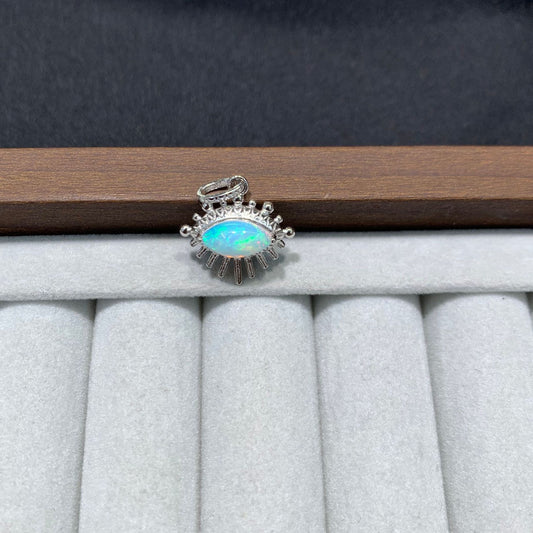 925 Sterling Silver Opal Evil Eye Pendant