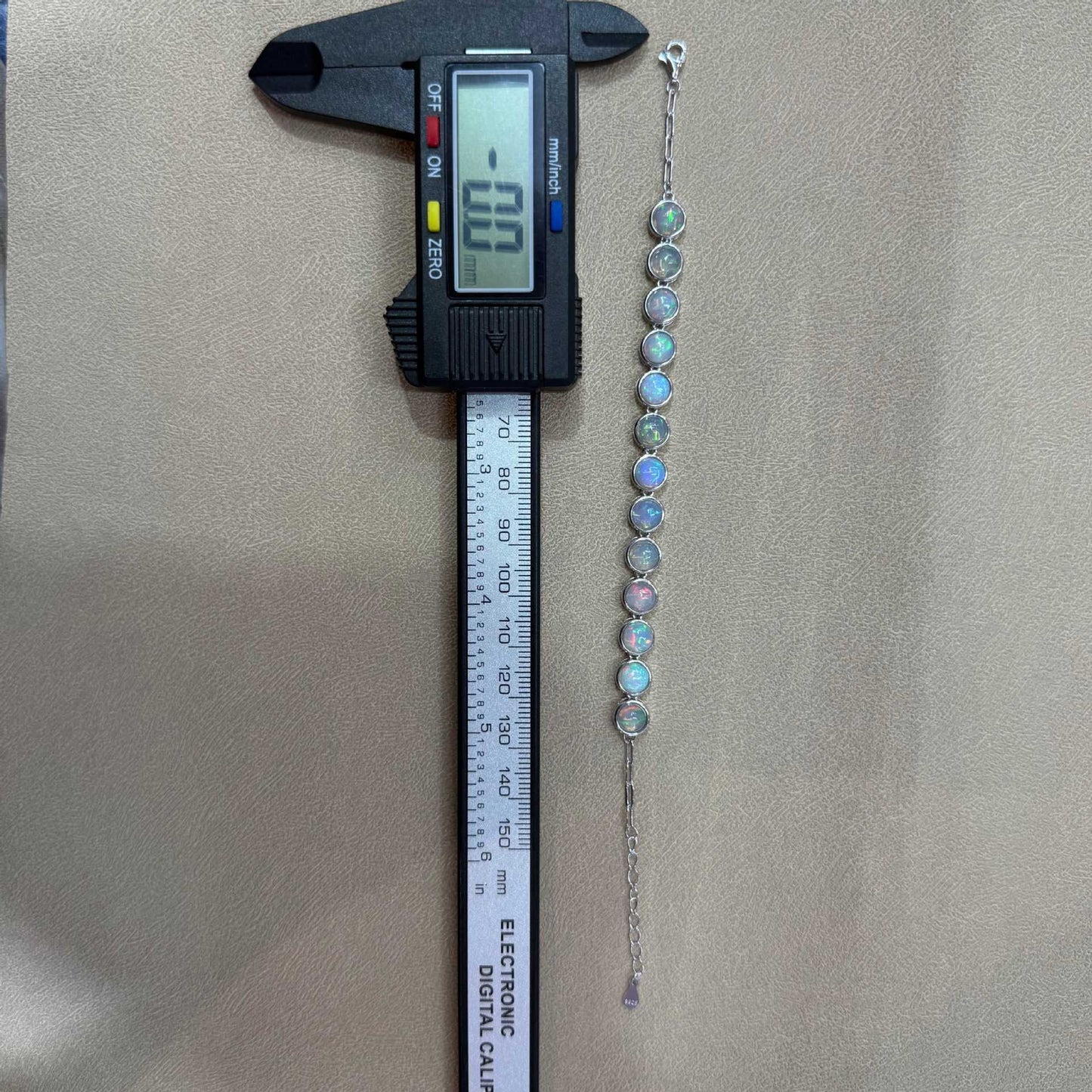 925 Sterling Silver Bezel Set Blue Opal Bracelet