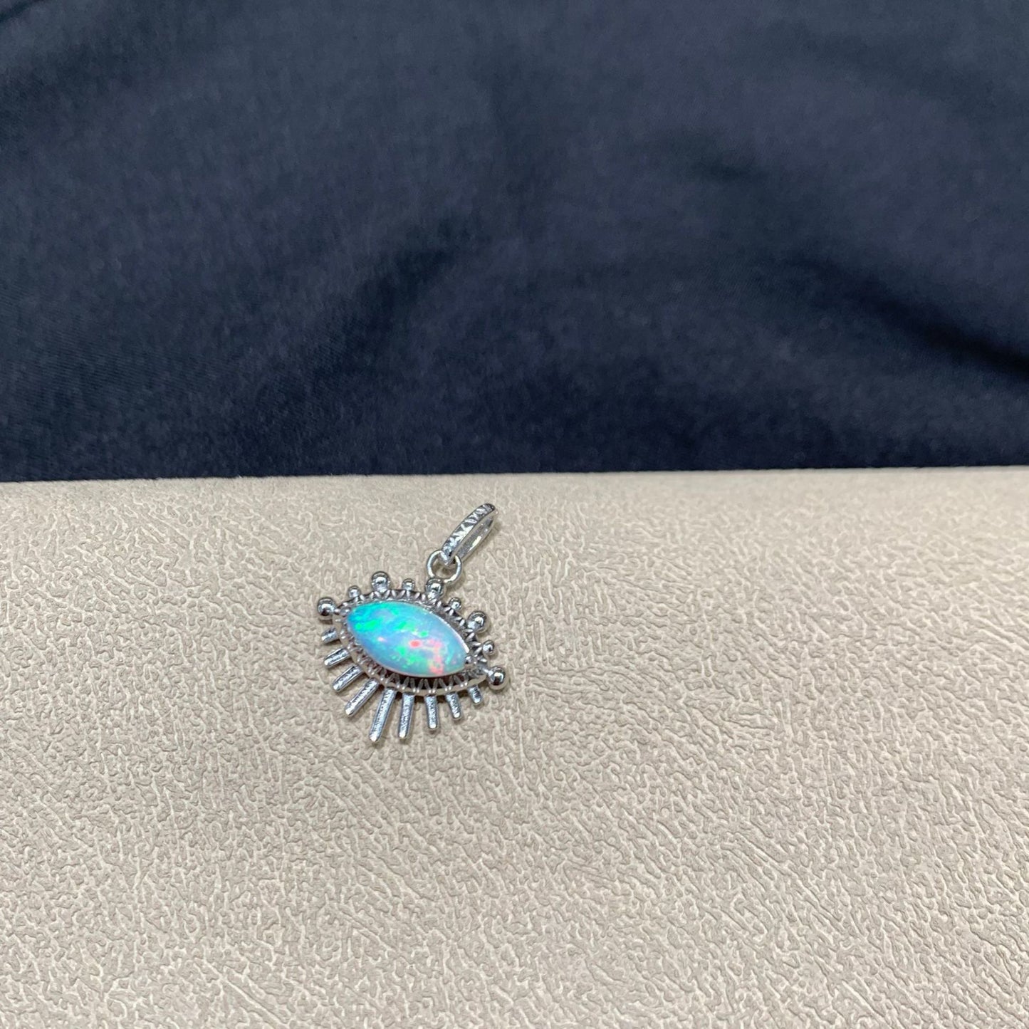 925 Sterling Silver Opal Evil Eye Pendant