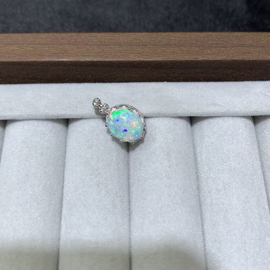 925 Sterling Silver White Opal Charm Pendant