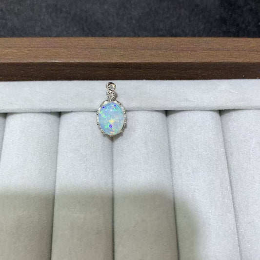 925 Sterling Silver White Opal Charm Pendant
