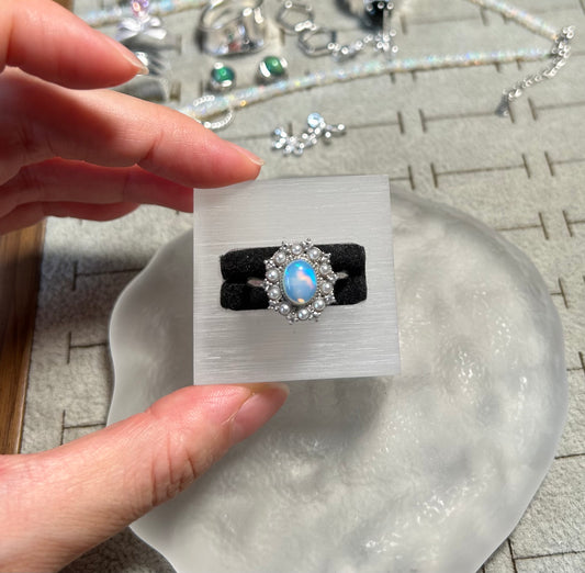 925 Sterling Silver Opal Victorian Statement Ring