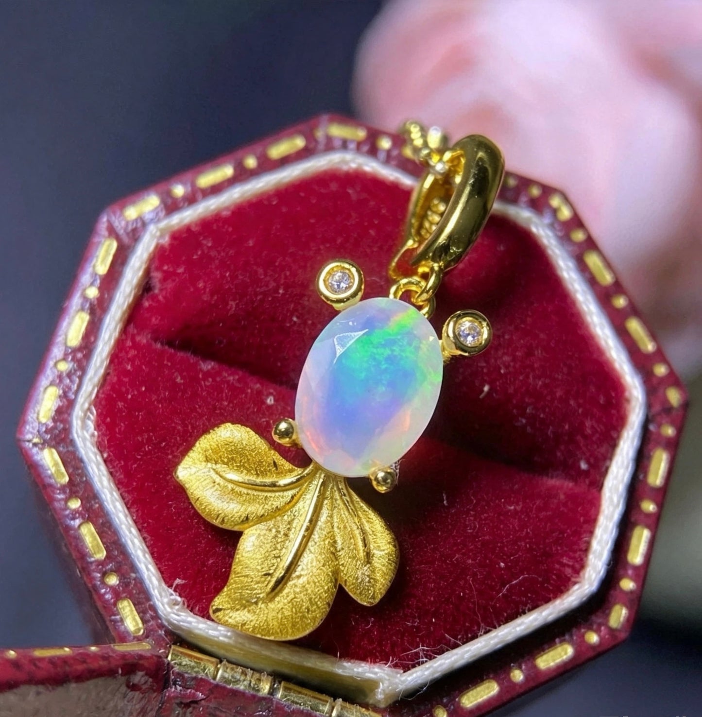 925 Sterling Silver Goldfish Oval Opal Pendant