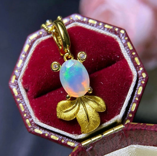 925 Sterling Silver Goldfish Oval Opal Pendant