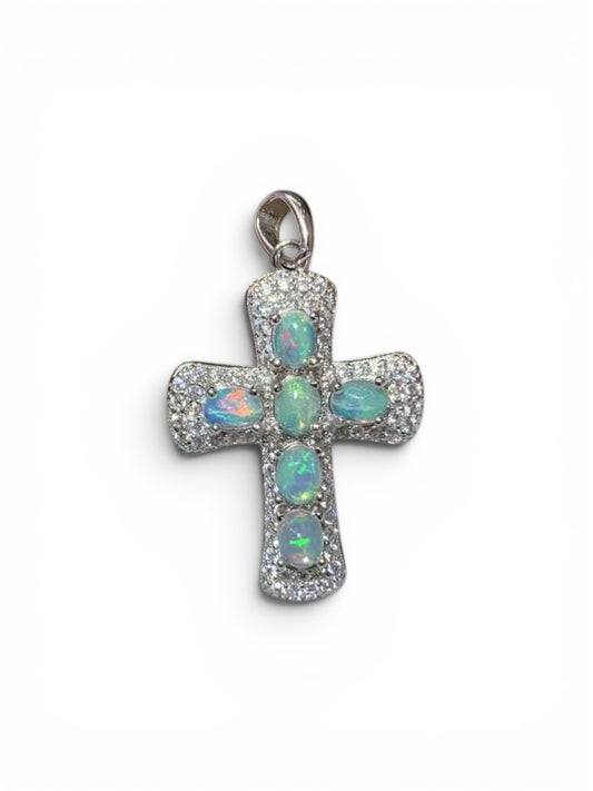 925 Sterling Silver Full Paved Halo Cross Pendant