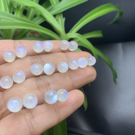 Sterling Silver Round Moonstone Stud Earrings