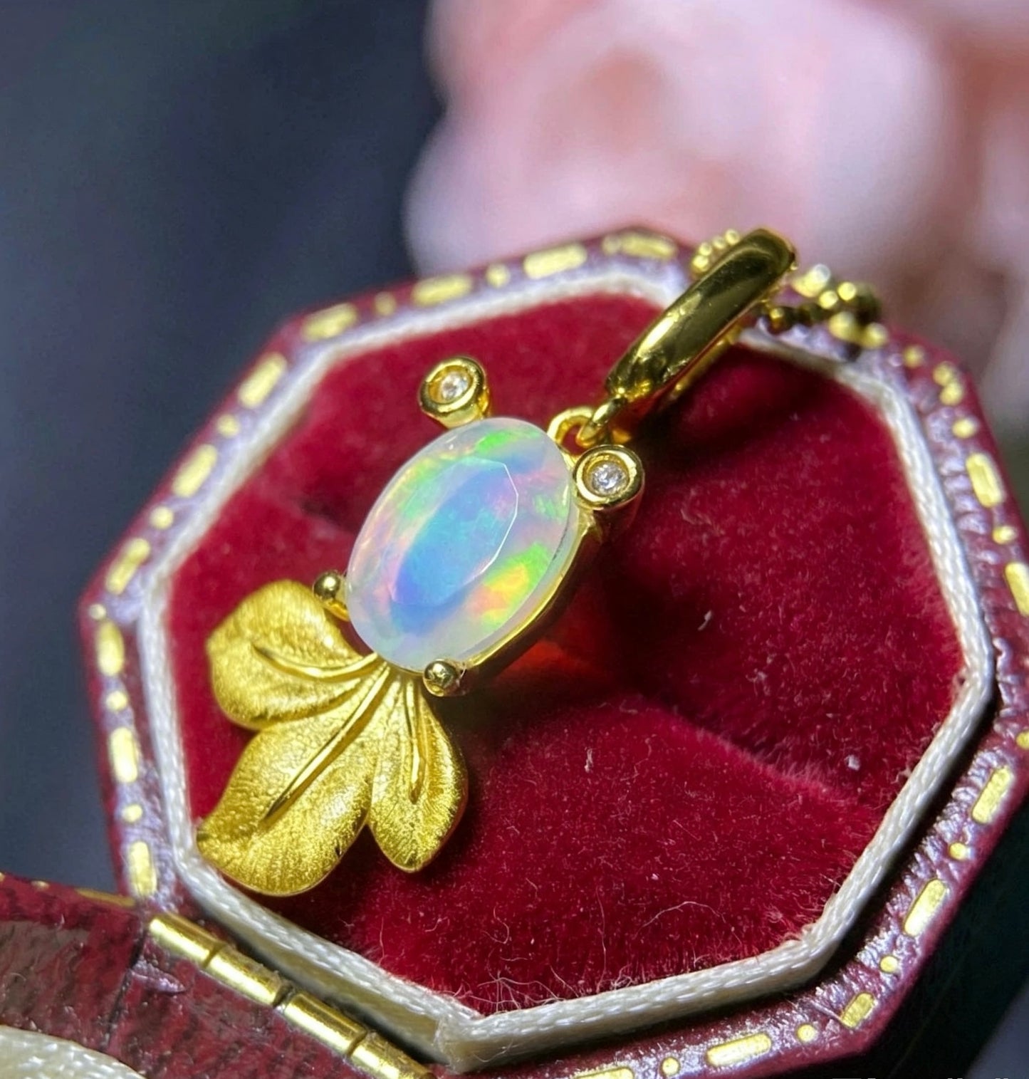 925 Sterling Silver Goldfish Oval Opal Pendant