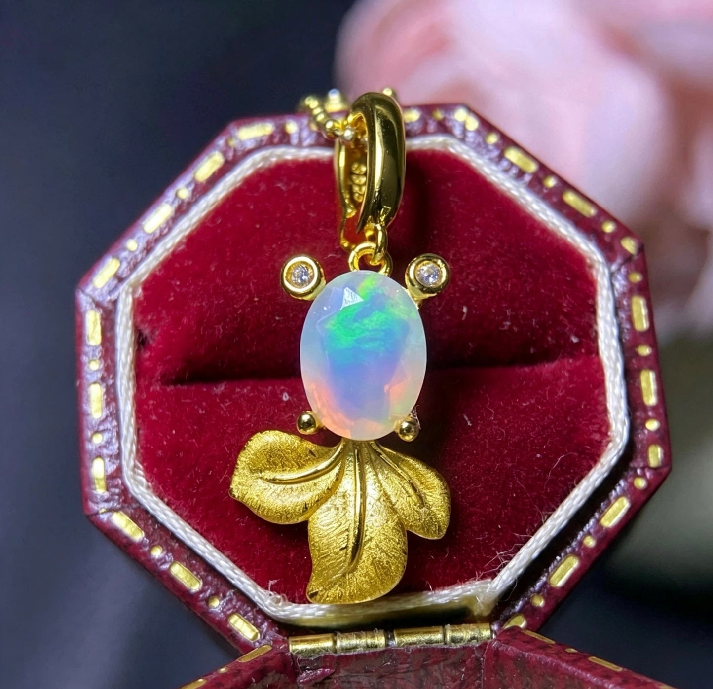925 Sterling Silver Goldfish Oval Opal Pendant