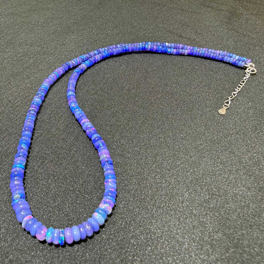 925 Sterling Silver Pastel Opal Rondelle Beaded Necklace