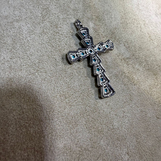 925 Sterling Silver Turquoise Cross Pendant