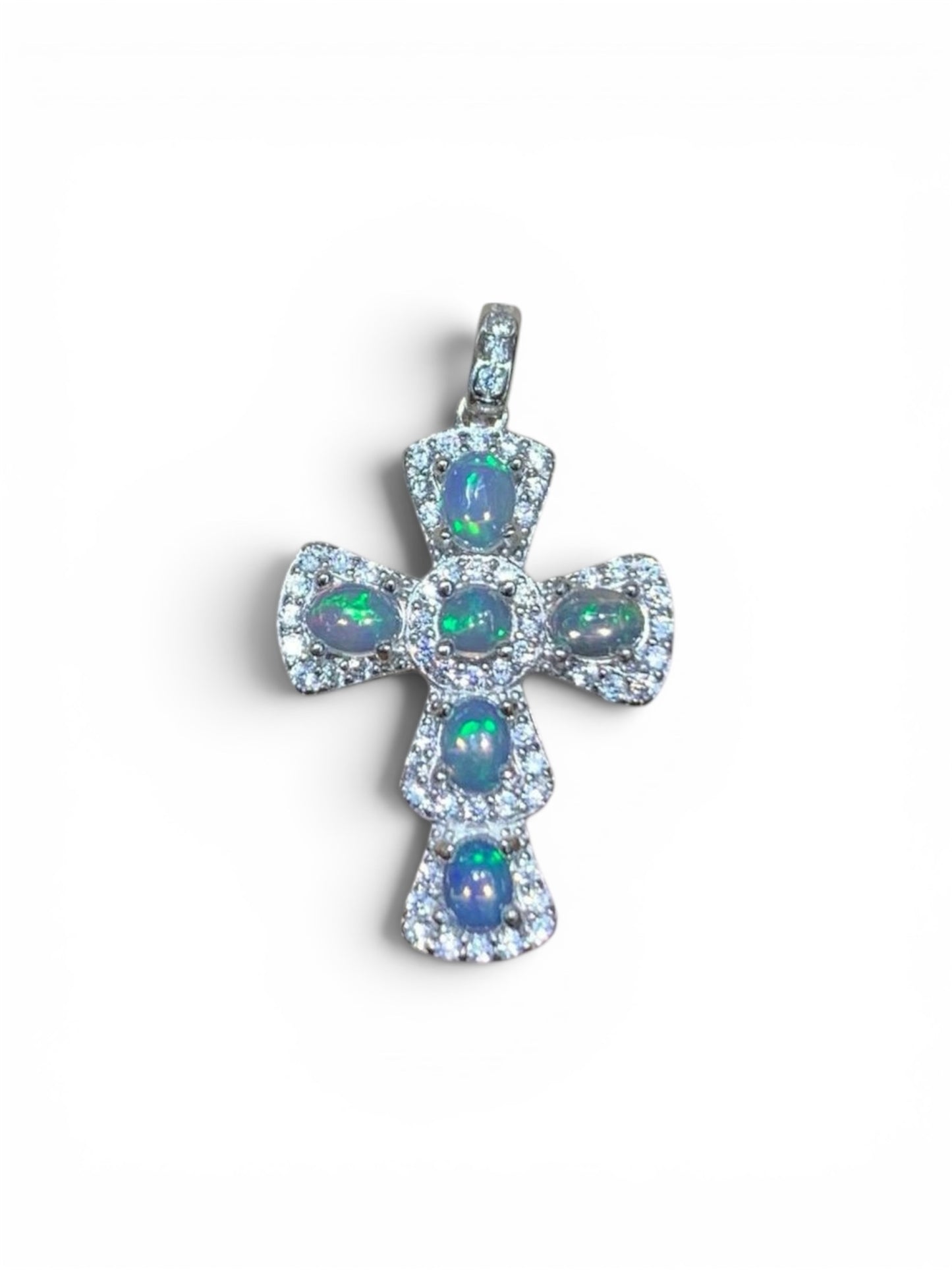925 Sterling Silver Halo Cross Pendant