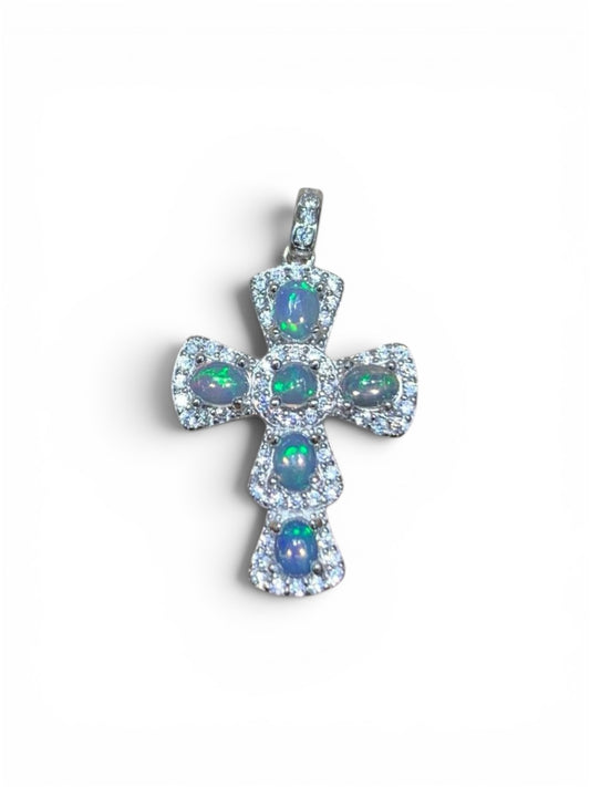 925 Sterling Silver Halo Cross Pendant