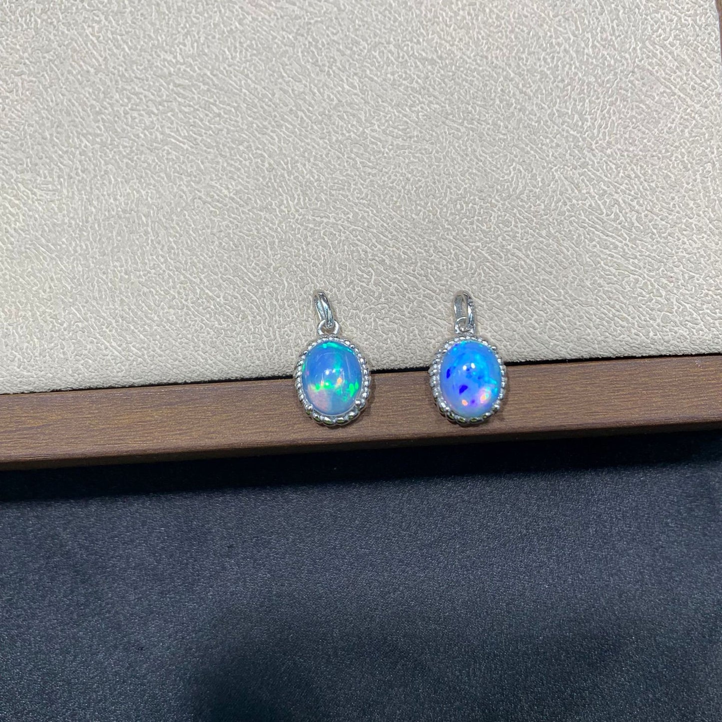 925 Sterling Silver Oval Opal Cabochon Pendant