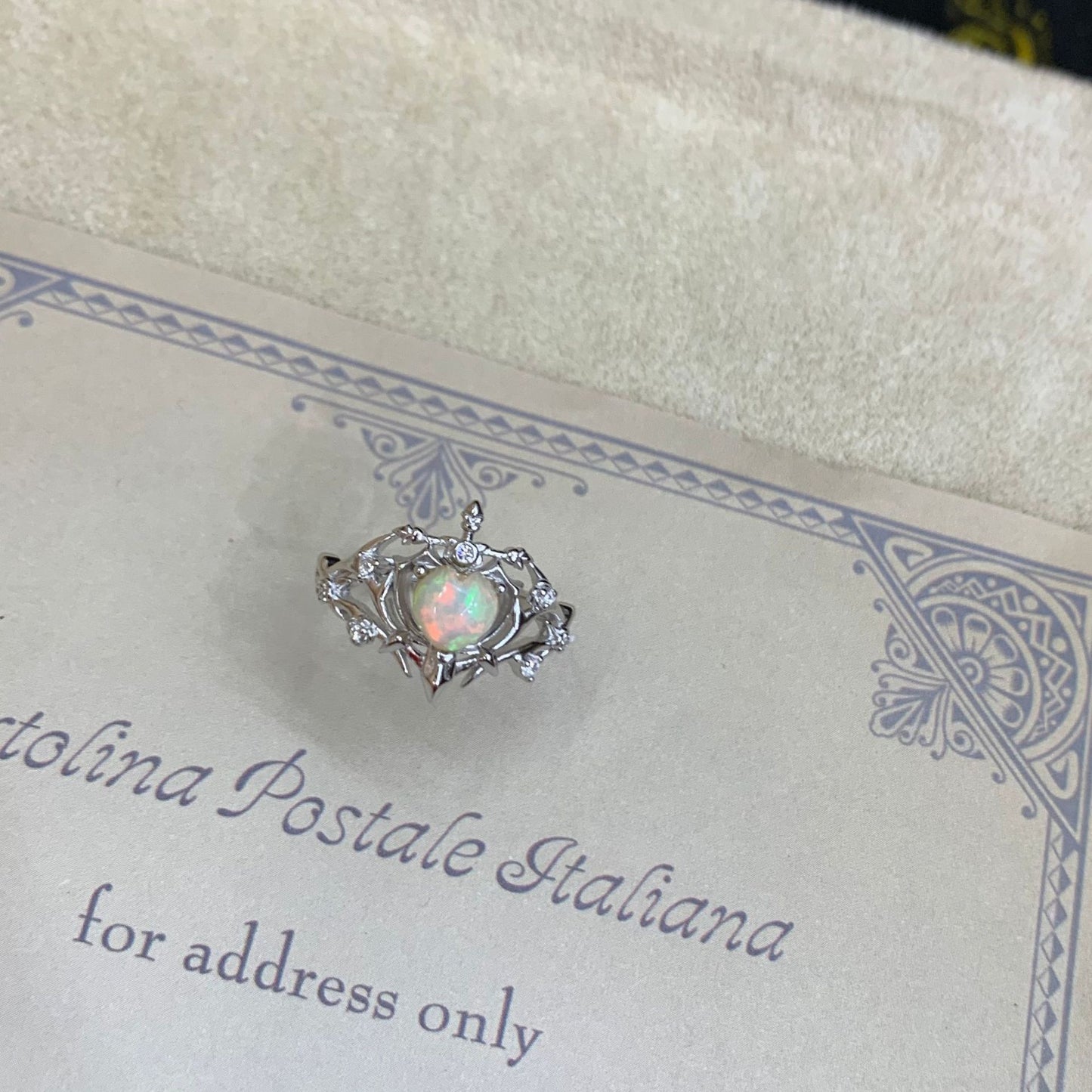 925 Sterling Silver White Opal Crown Open Ring