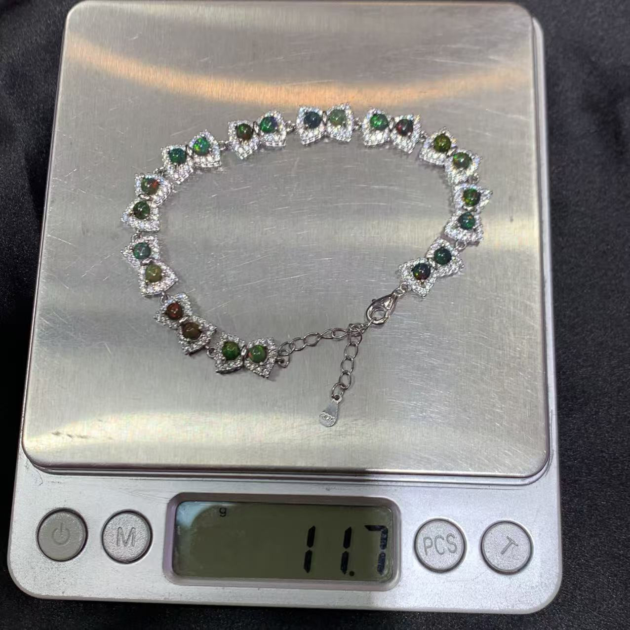 925 Sterling Silver Opal Bow Shaped Chain Beacelet